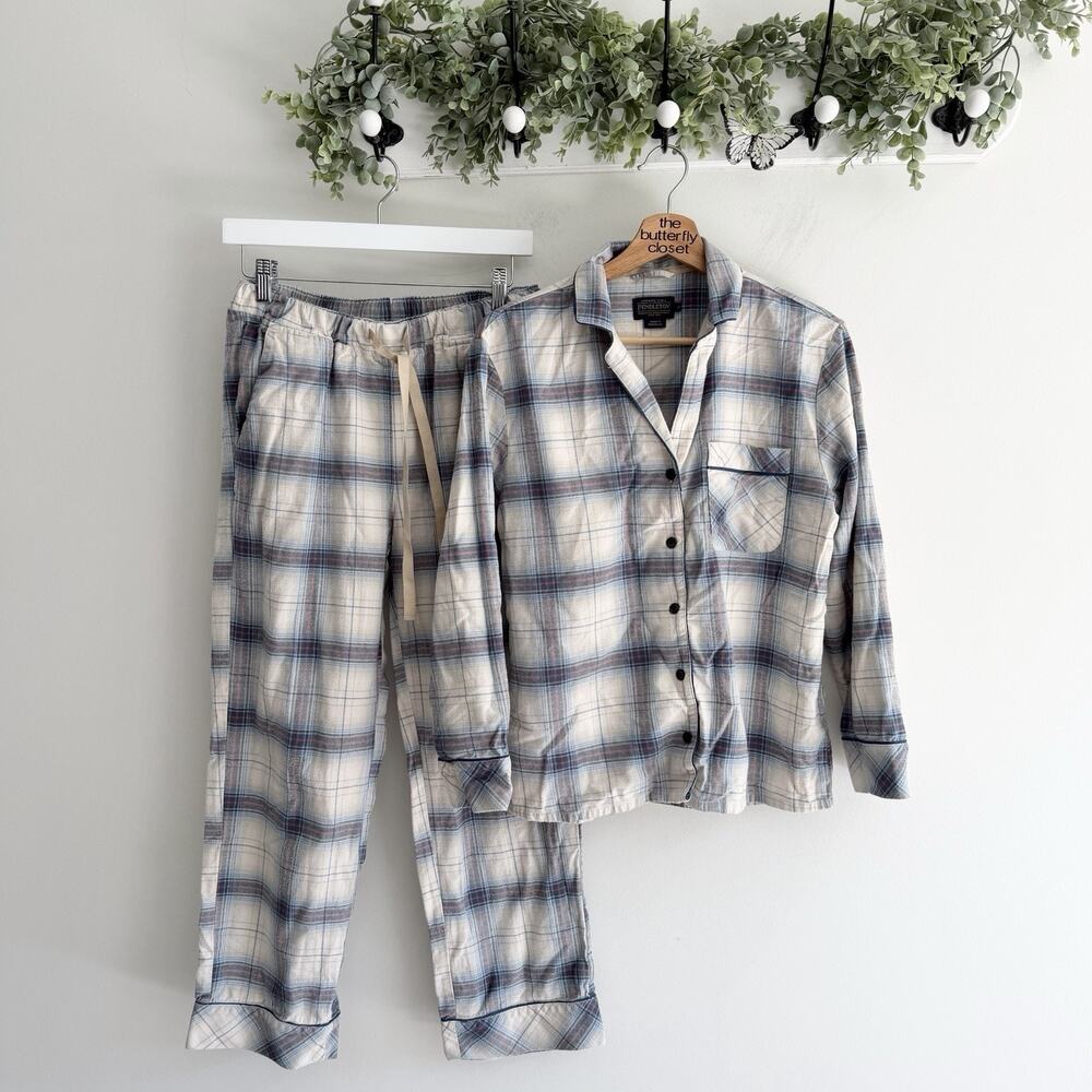 Pendleton Blue Plaid Pajama Set Small Cotton sleep lounge ii5796